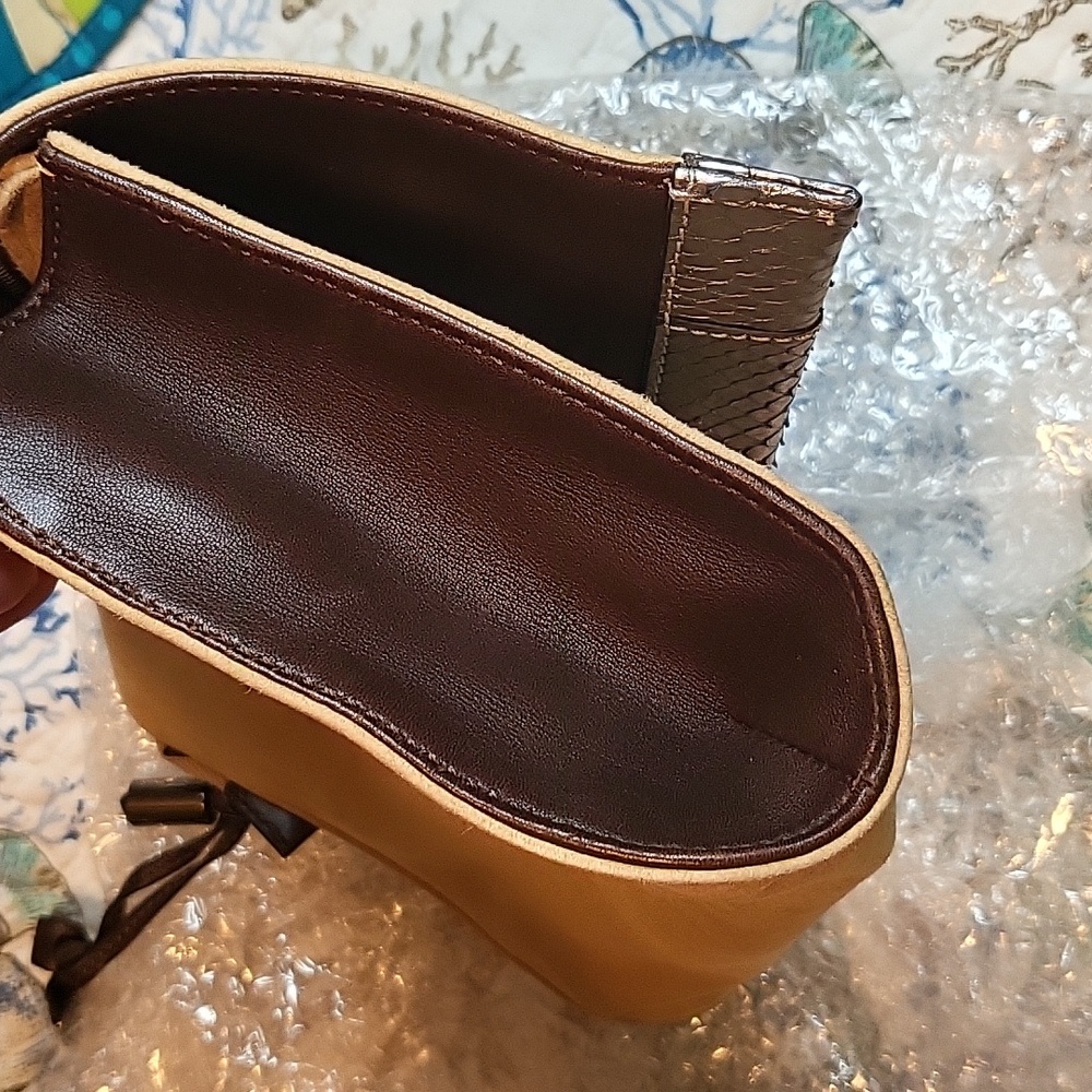Jimmy Choo Beige and Brown Embellished Leather Wristlet Clutch - Picture 13 of 13